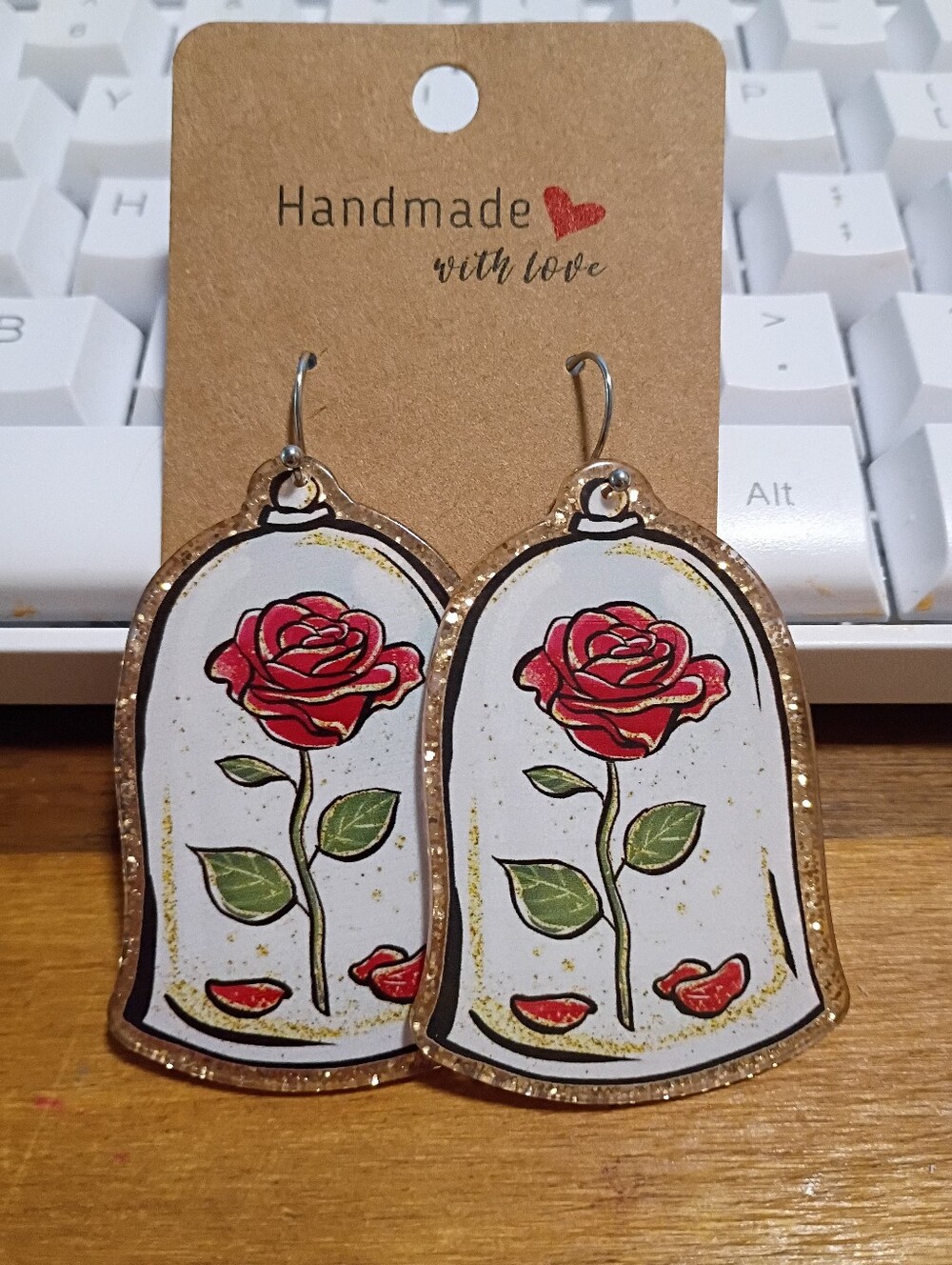Disney Inspired Rose Petal Flower Fashion Earrings - Picture 2 of 2